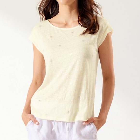 Tommy Bahama | Tops | Tommy Bahama Linnea Palm Tree Linen Tshirt | Poshmark